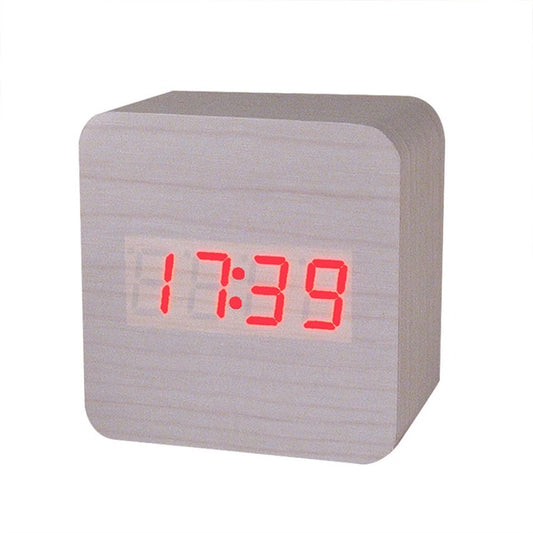 MINI Wooden LED Alarm Clocks Temperature Electronic Clock Sounds Control Digital LED Display Desktop Calendar Table clock 1O18