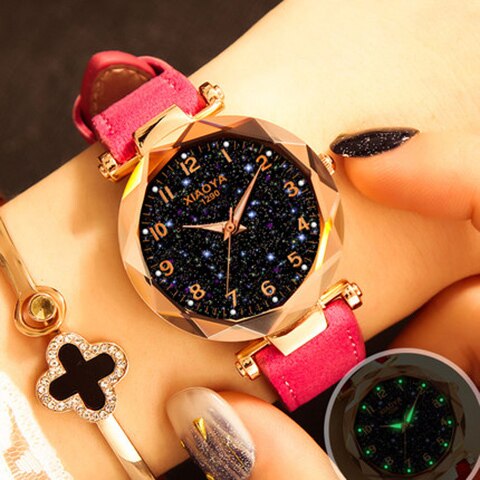 Women Watches Best Sell Star Sky Dial Clock Luxury Rose Gold Women's Bracelet Quartz Wrist Watches New