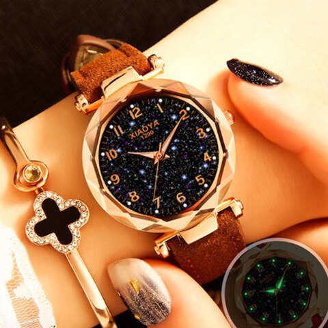 Women Watches Best Sell Star Sky Dial Clock Luxury Rose Gold Women's Bracelet Quartz Wrist Watches New