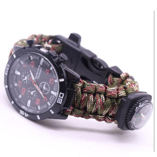 Military Outdoor Paracord Survival Bracelet Compass 6 In 1 Fire Watch Bileklik Erkek Whistle Buckle Safety Climbing Rope Lanyard