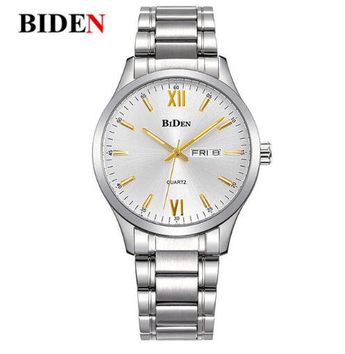 BIDEN Luxury Wrist Watch Men Steel Strap Mens  Business Quartz Clocks 0032