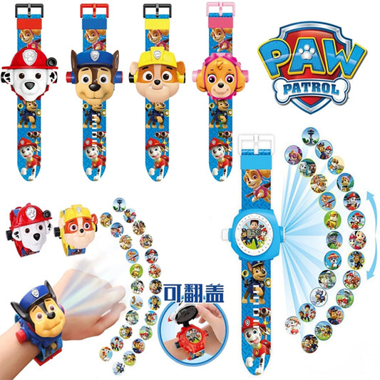 Paw Patrol Toys 3D Projection Digital Watch Dog Puppy Patrulla Canina Anime Action Figures Model Toy Marshall Chase Kid Gift Set